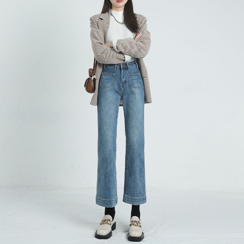 Petite Nine-Point Flared Cigarette Pants with Slim Fit-Theone Apparel