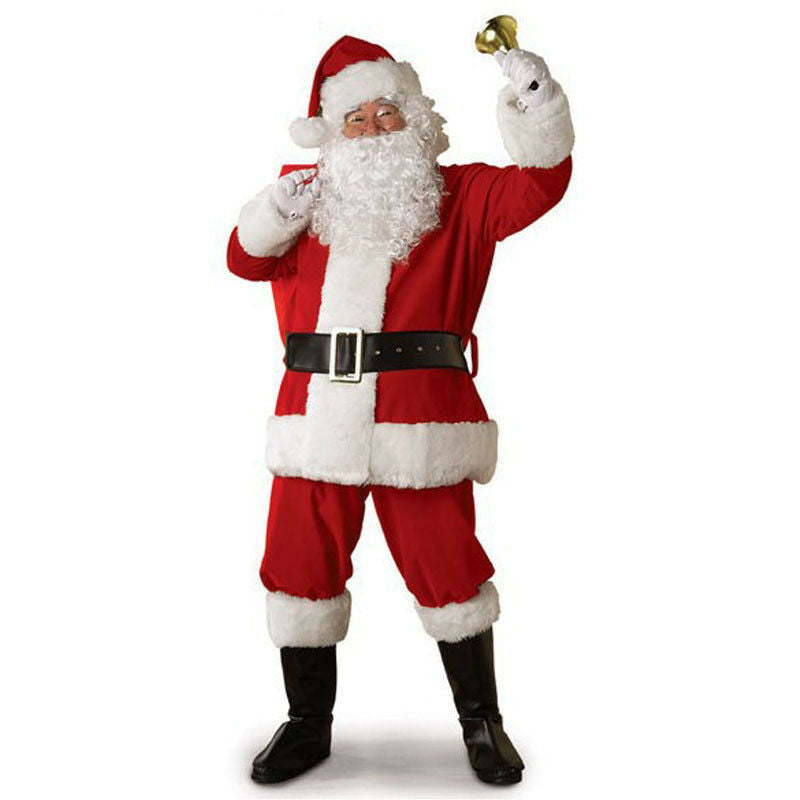 Plus Size Santa Claus Full Body Adult Costume with Accessories-Red-Theone Apparel