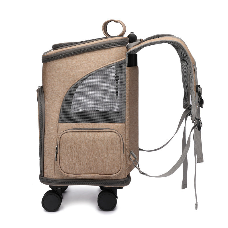 Portable Folding Trolley Pet Backpack With Smooth Rolling Wheels-Theone Apparel