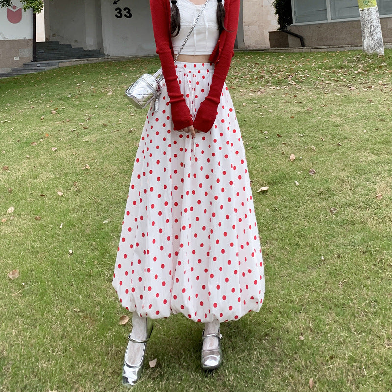 Red Polka Dot Skirt For Playful Summer Outfits-Theone Apparel