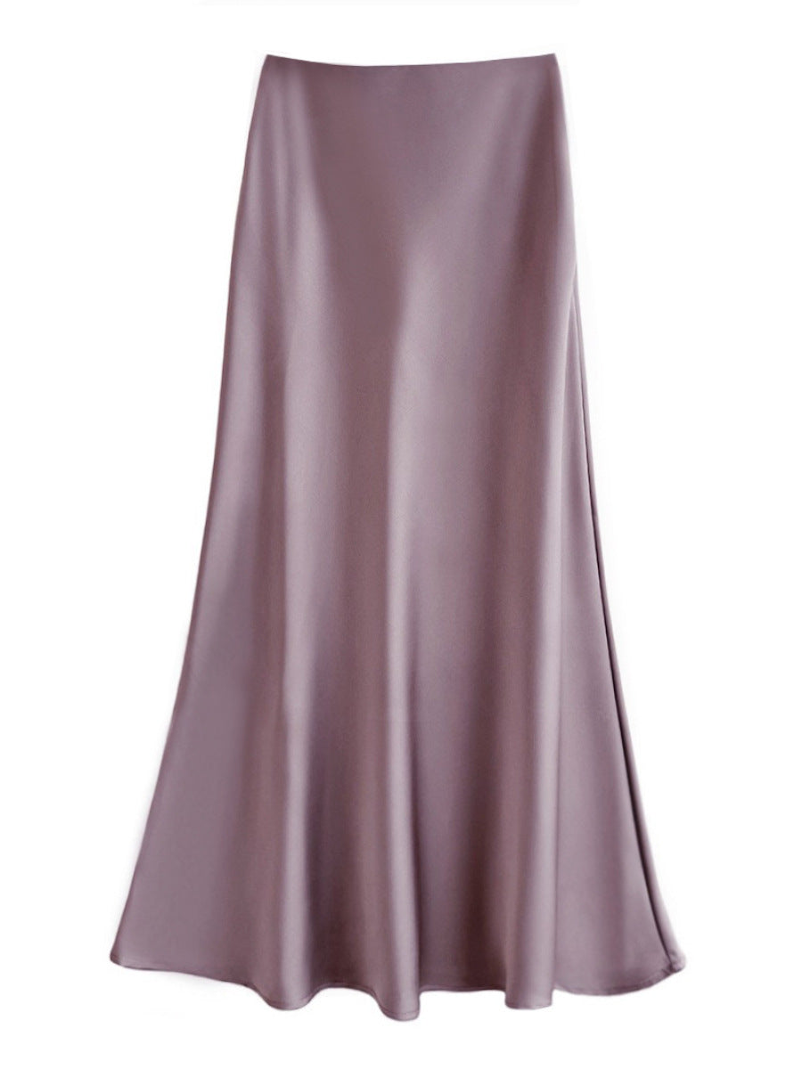 Sheath Fishtail A-Line Mid Skirt With Elegant Flow-Purple-Theone Apparel