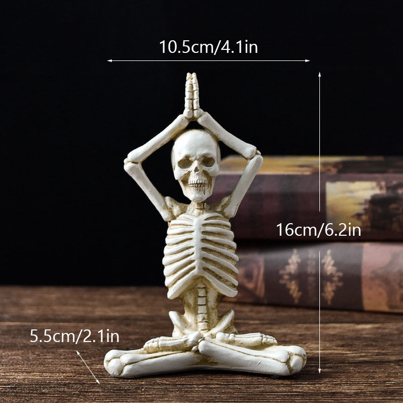 Skeleton in Yoga Poses Halloween Decorations with Non-Slip Base-White A-Theone Apparel