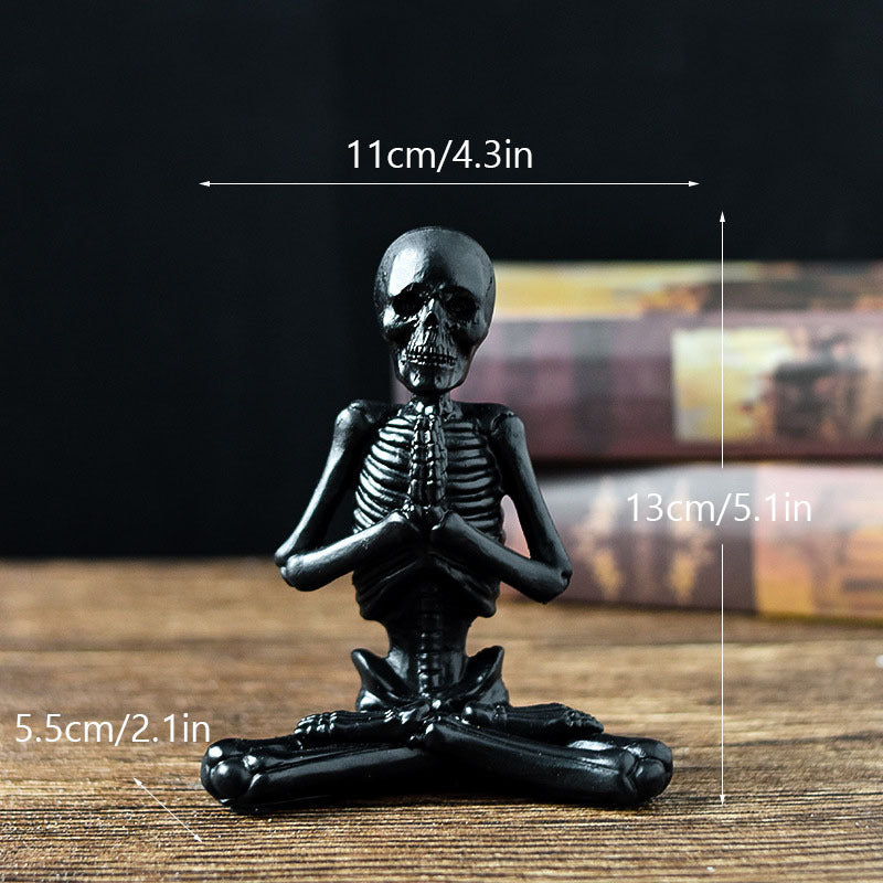 Skeleton in Yoga Poses Halloween Decorations with Non-Slip Base-Black D-Theone Apparel