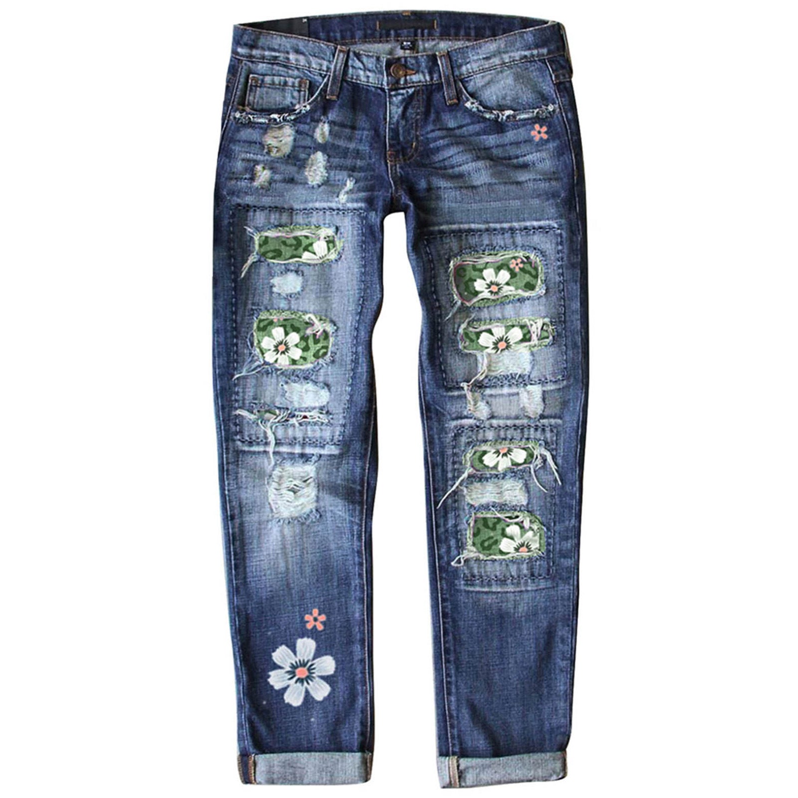 Slim-Fit Printed Denim Pants with Graphic Edge-Theone Apparel