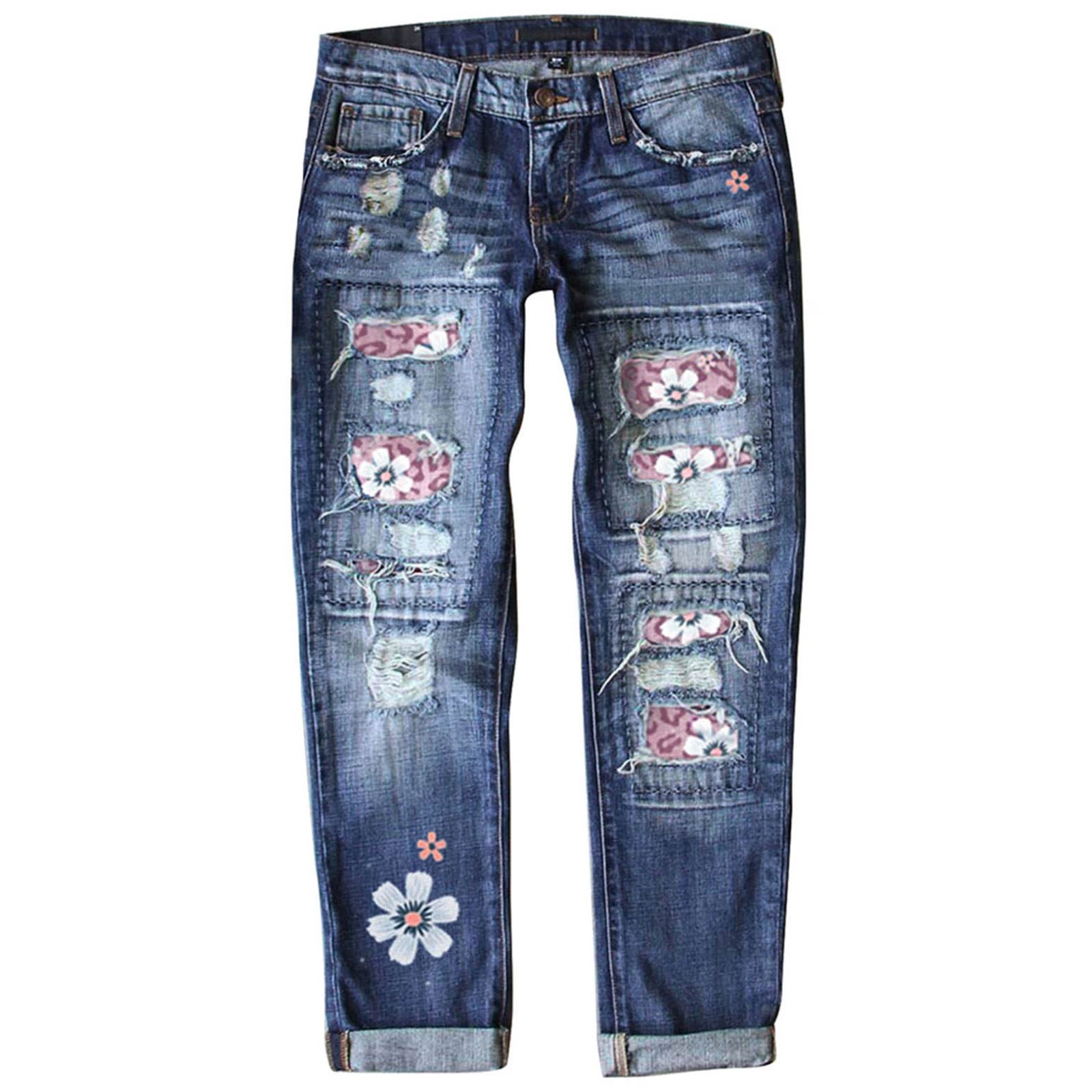 Slim-Fit Printed Denim Pants with Graphic Edge-Theone Apparel