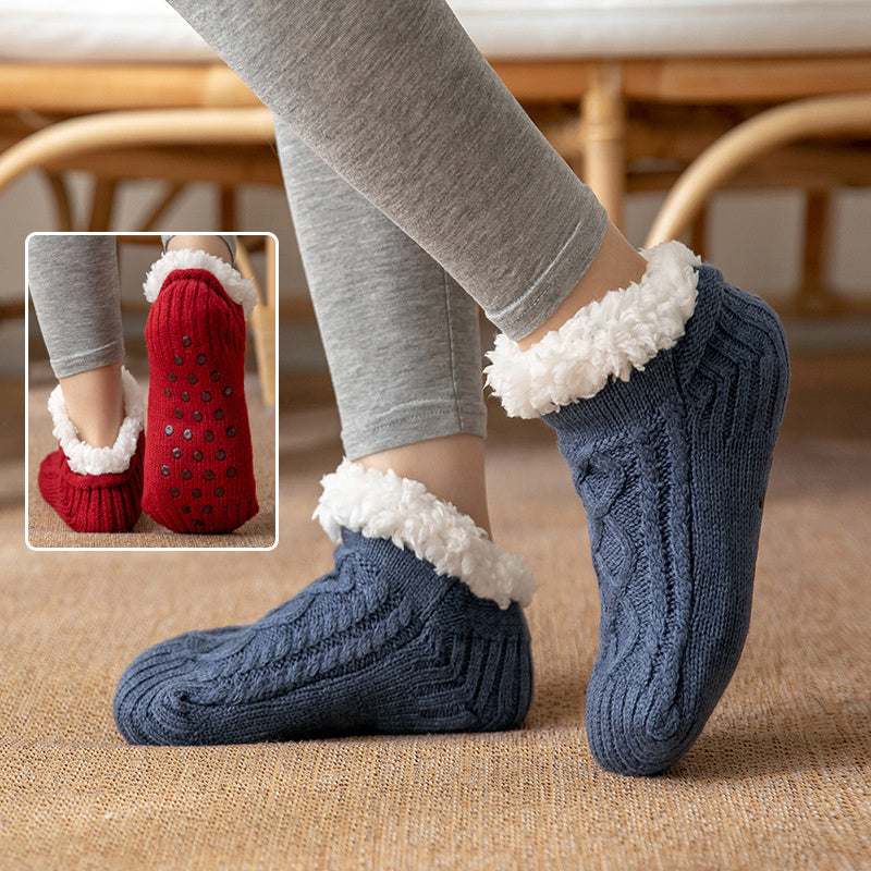 Soft Knit Style Winter Socks with White Fleece Lining in Multiple Colors-Theone Apparel