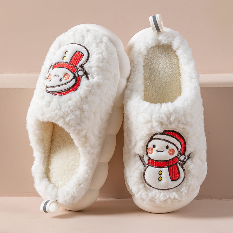 Soft and Fluffy Close Toed House Slippers with Traction Soles-White-Theone Apparel