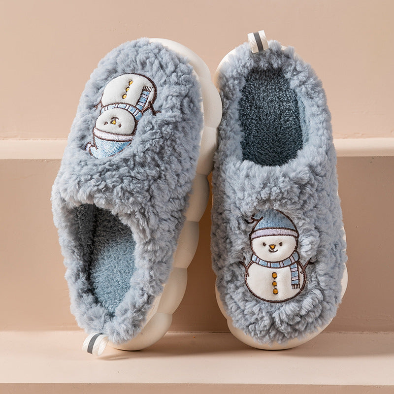 Soft and Fluffy Close Toed House Slippers with Traction Soles-Grey-Theone Apparel