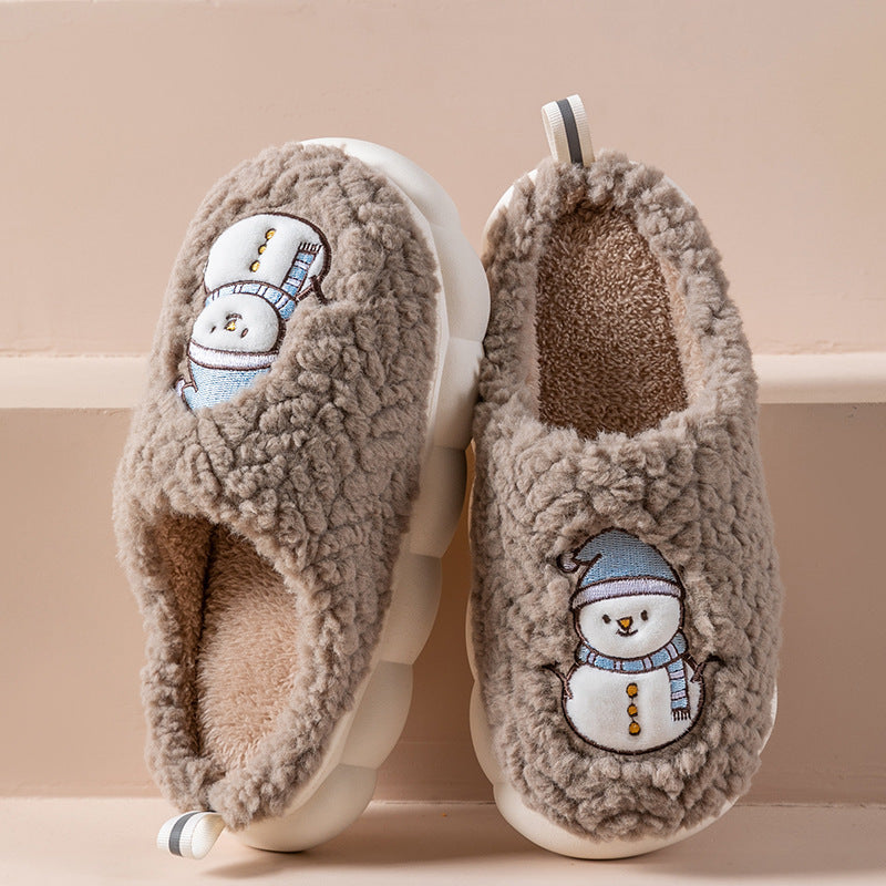 Soft and Fluffy Close Toed House Slippers with Traction Soles-Coffee-Theone Apparel