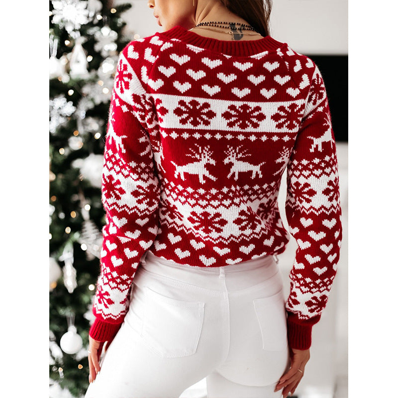 Soft and Warm Christmas Sweater with White and Red Patterning-Theone Apparel