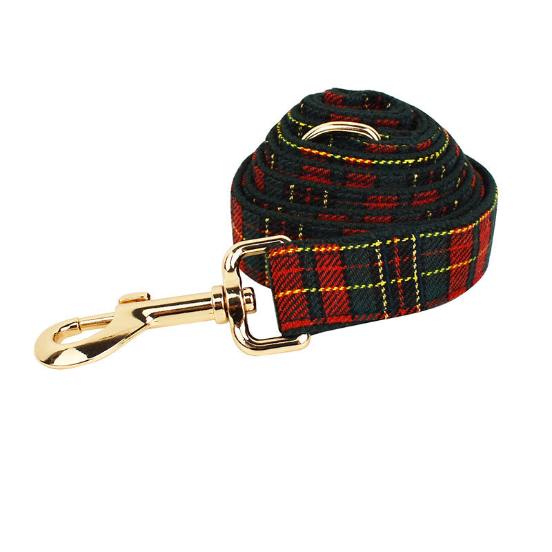 Tartan Plaid Christmas Holiday Bow Dog Leash Collar Harness-Dog Leash-Theone Apparel