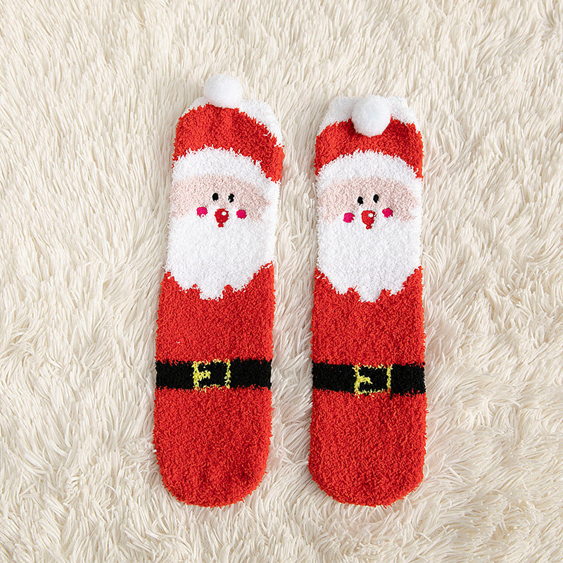 Ultra Soft Fleece Christmas Themed Crew Socks for Kids-Santa Claus-Theone Apparel