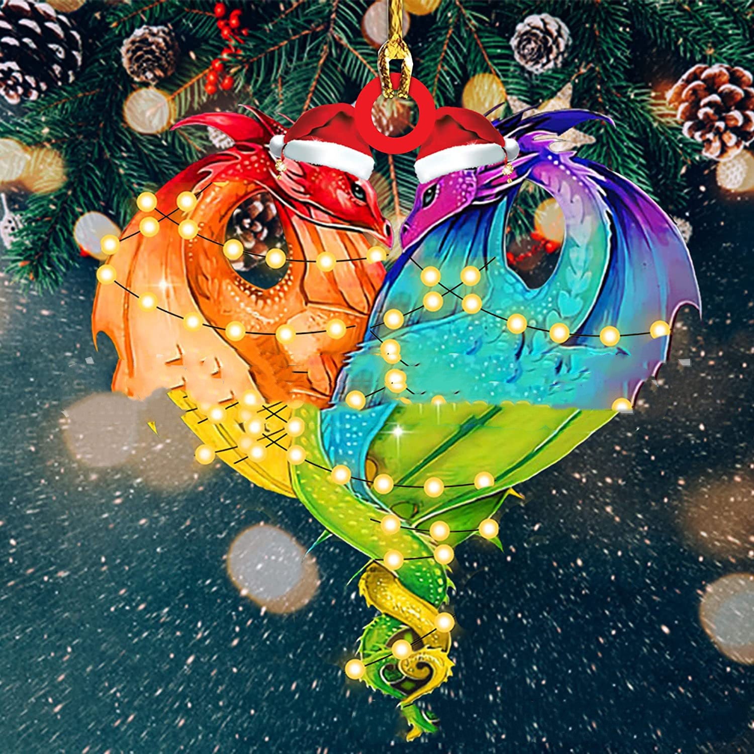 Unique Dragon Themed Hanging Christmas Decorations in Various Designs-2 Style-Theone Apparel