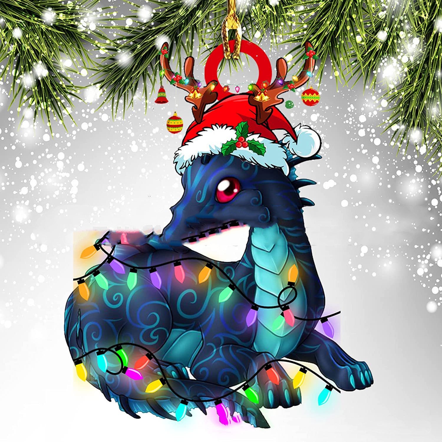Unique Dragon Themed Hanging Christmas Decorations in Various Designs-3 Style-Theone Apparel