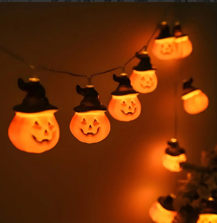 Whimsical Pumpkin Patch Orange String Lights for Halloween-Hooded Pumpkin-Theone Apparel