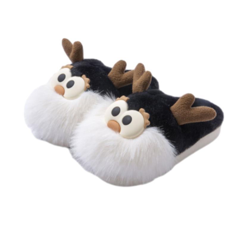 Whimsical Reindeer Santa Claus themed Green and White Slippers-Theone Apparel