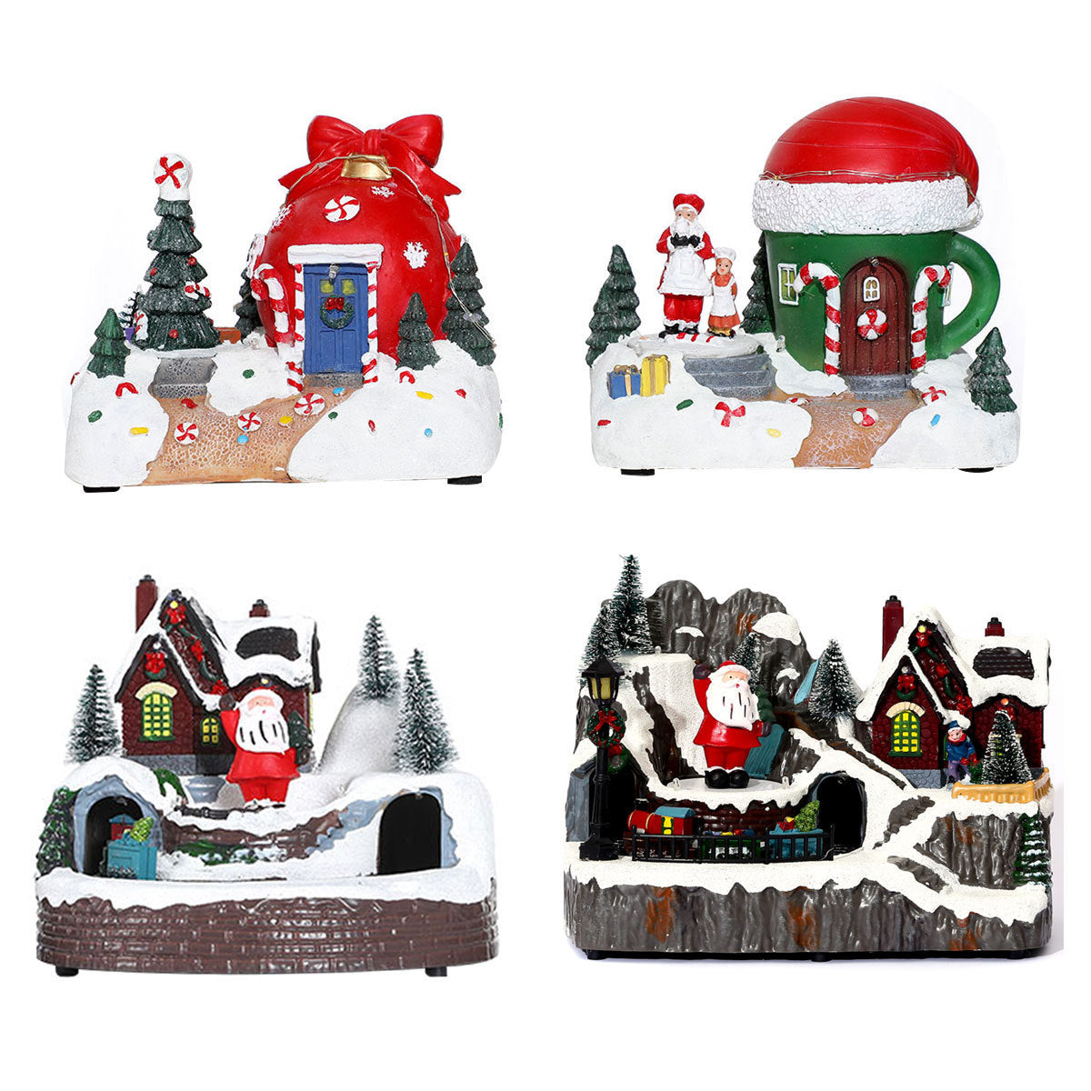 Wintry Village with Moving Train and LED Light Designs-Theone Apparel