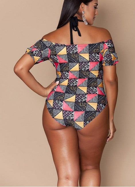 Women's One Piece Black and White Mod Style Swimsuit-Theone Apparel
