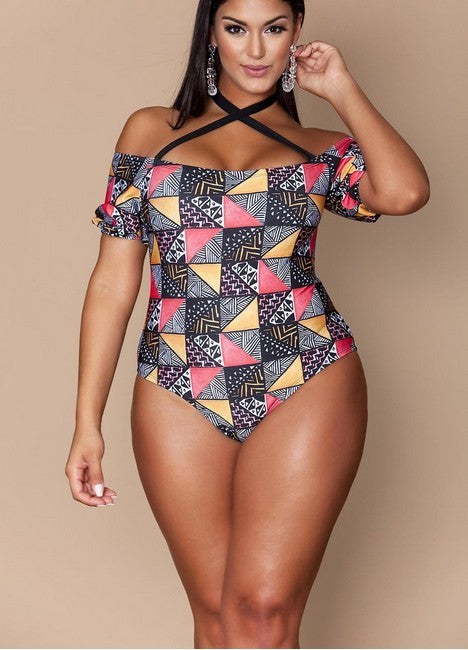 Women's One Piece Black and White Mod Style Swimsuit-Theone Apparel