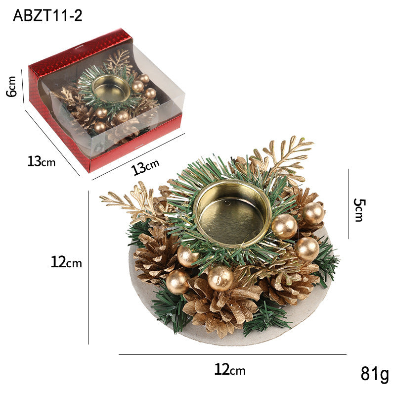 Wreath & Ornament Votive Candle Holder Christmas Centerpiece in Assorted Styles-Type B-Theone Apparel