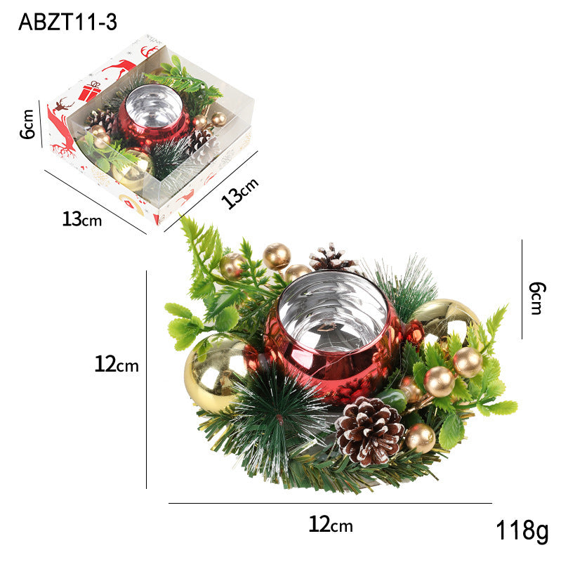 Wreath & Ornament Votive Candle Holder Christmas Centerpiece in Assorted Styles-Type C-Theone Apparel