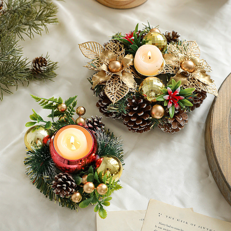 Wreath & Ornament Votive Candle Holder Christmas Centerpiece in Assorted Styles-Theone Apparel