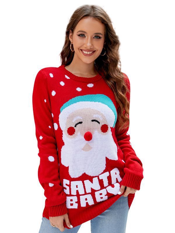 Adorable Christmas Morning Santa Baby Polka Dot Sweater