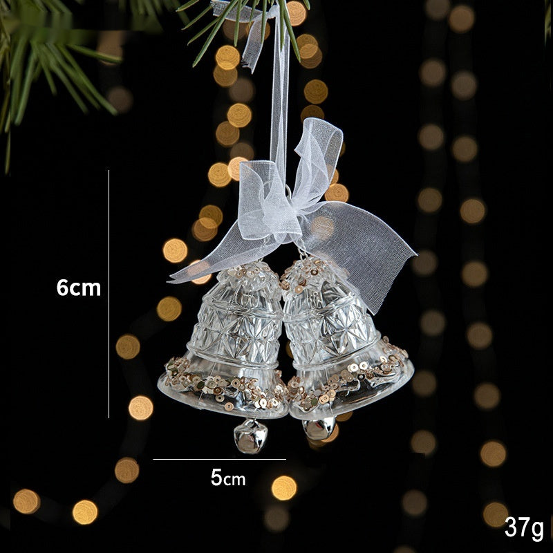 Elegant Sequined Clear Acrylic Hanging Ornament Decorations with Ribbon