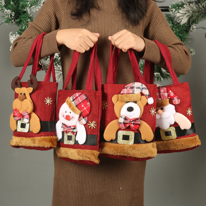 Cute Christmas Sturdy and Strong Reusable Gift Bags with 3D Designs