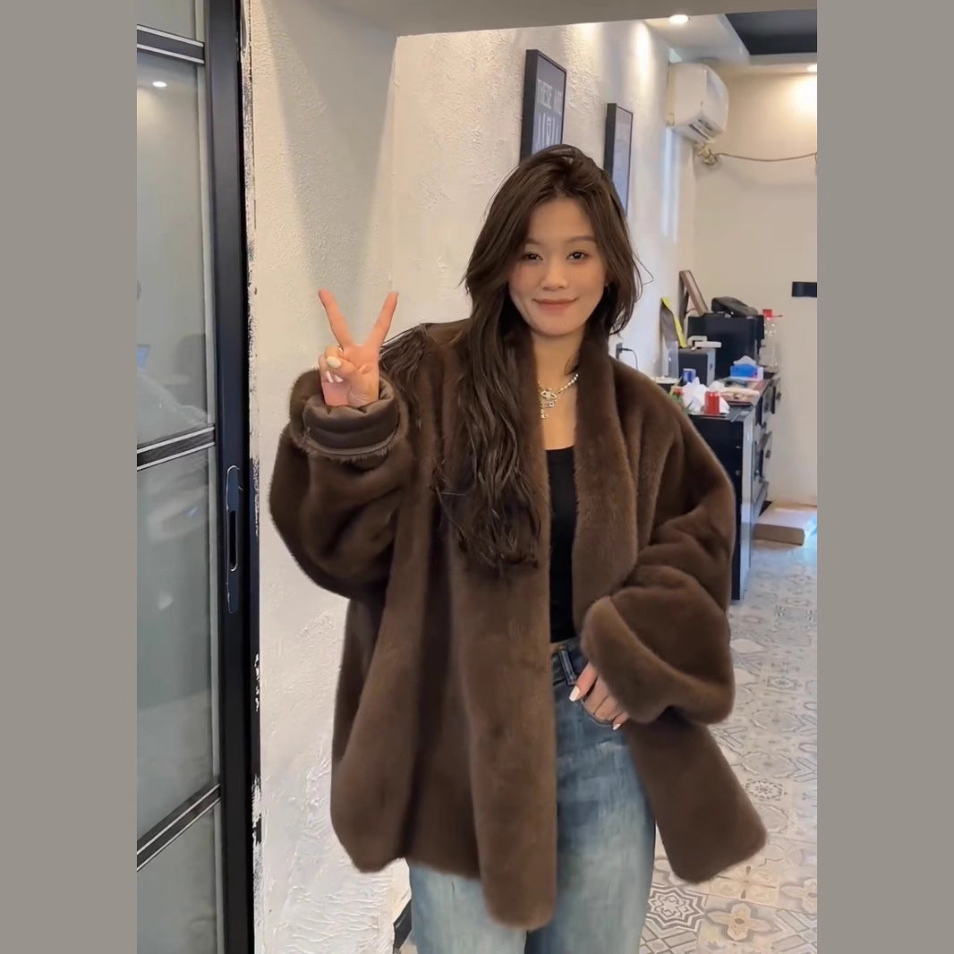 Short Leather Fur Coat Mink