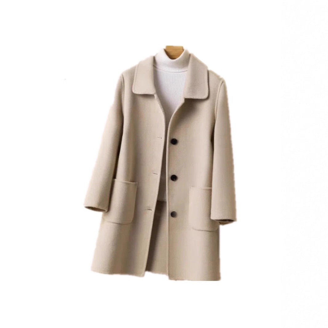 Loose Mid-Length Oversized Wool Coat For Women