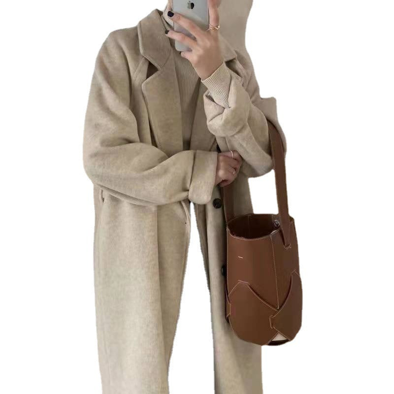 Women's Wool Coat Mid-length Loose Thicken Autumn Winter New Style Overcoat