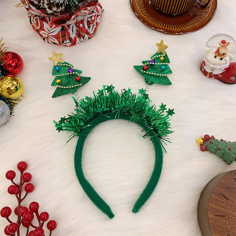 Christmas Tree Headband Hat with LED String Lights