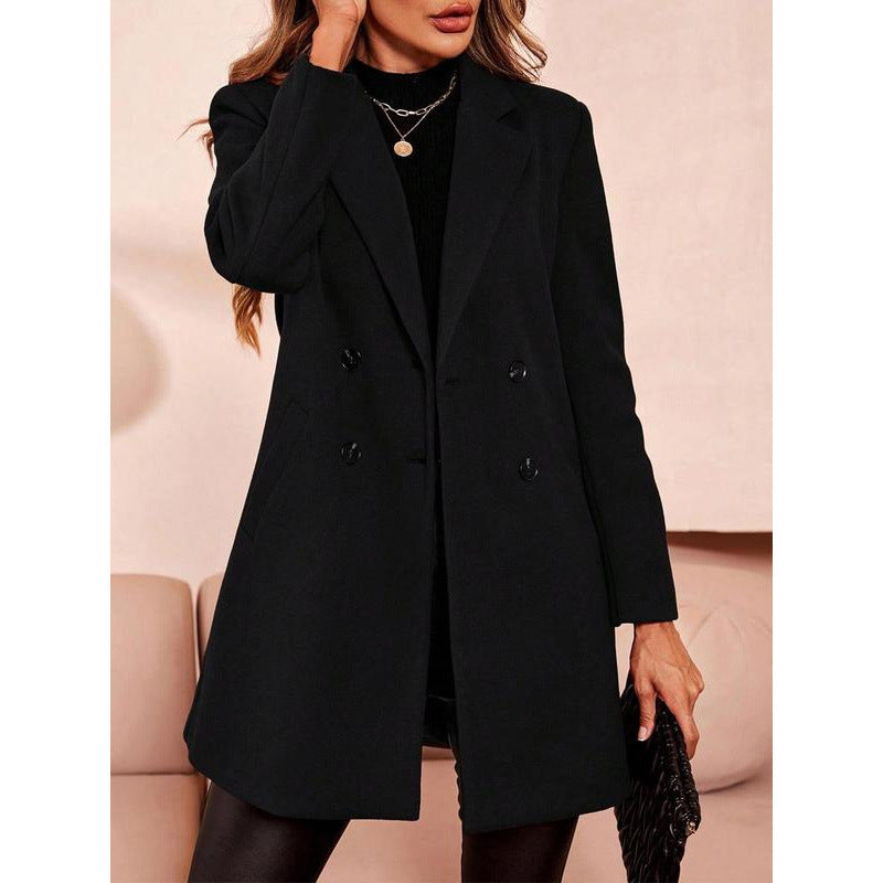 Wool Mid-length Slim-fit Women's Trench Coat