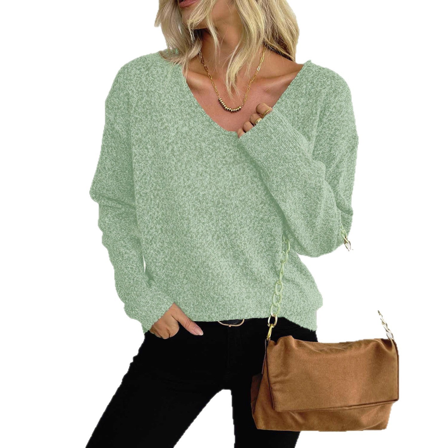 Simple Style Multi-color Patterned Knit Sweater