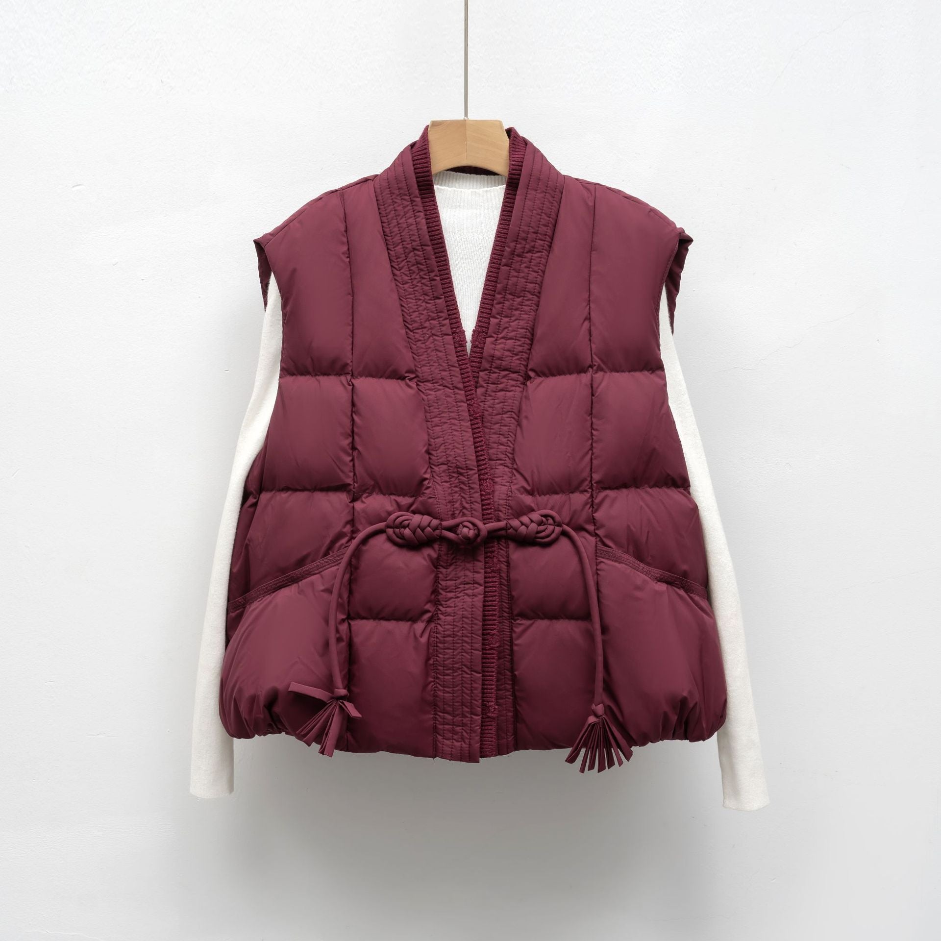 New National Standard Autumn And Winter Plain Color V-neck Loose Vest