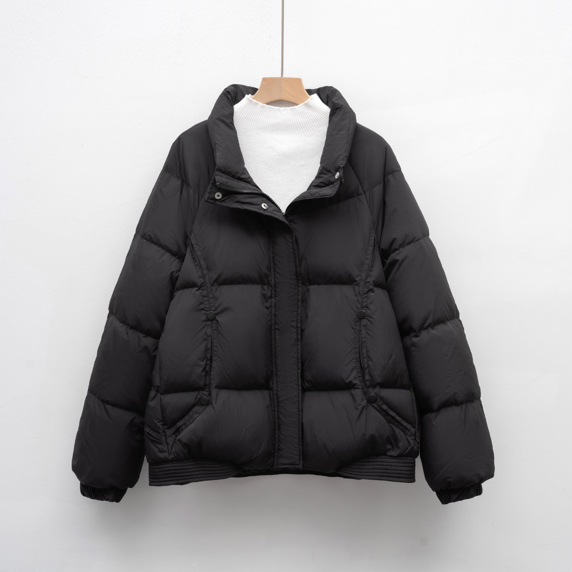 Women's Petite Thick Loose Duck Down Coat With Stand-up Collar For Warmth