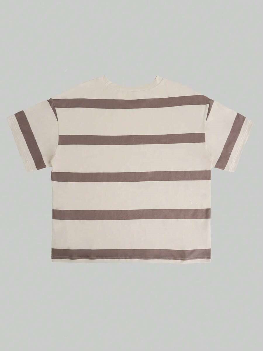Women's Fashionable Casual Loose-fitting Striped Short-sleeve Top