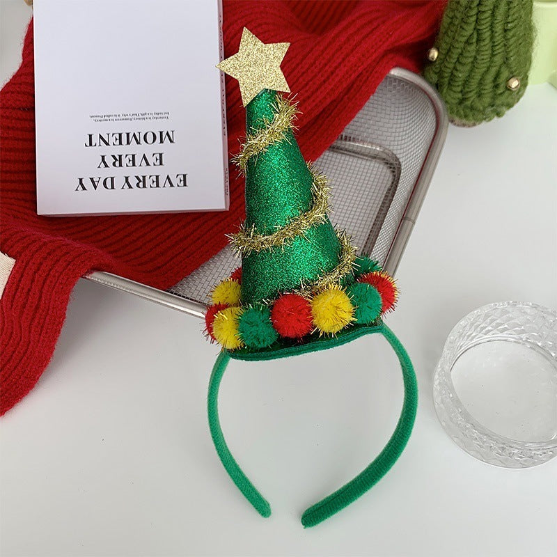 Christmas Tree Headband Hat with LED String Lights