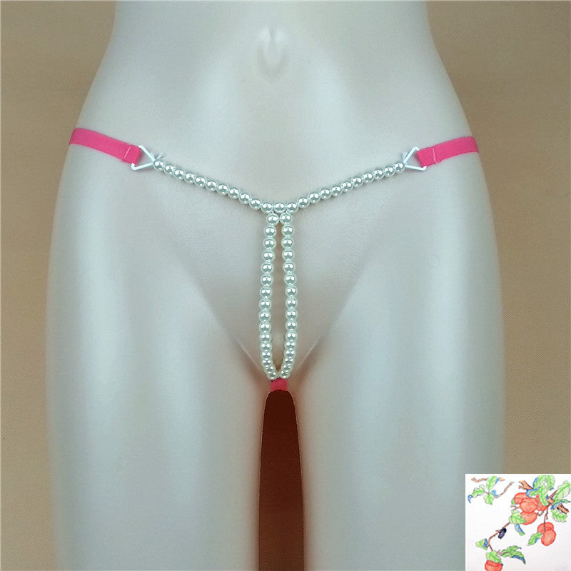 Dual Pearl String Front Butterfly Style Thongs