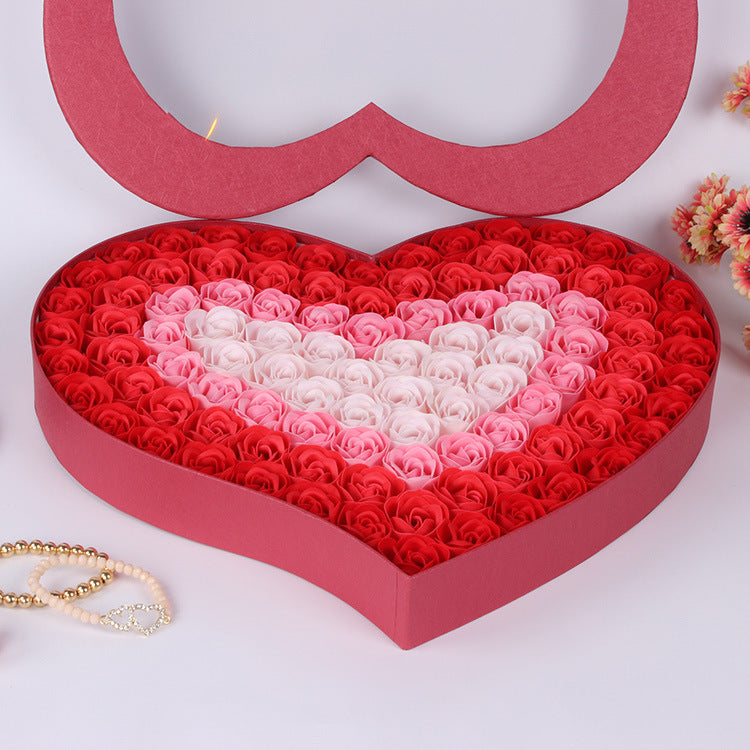 Heart Shape Box with 100 pc Artificial  Floral Roses