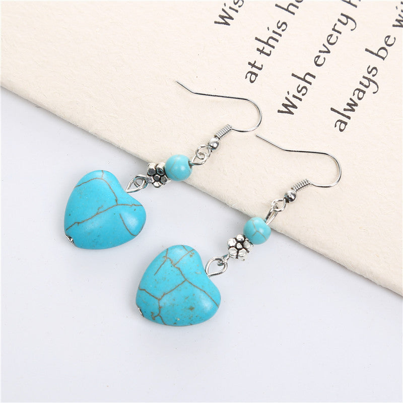 Heart Shaped Turquoise Drop Earrings.