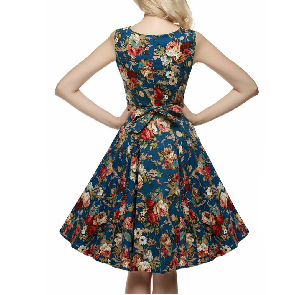 Floral High Neck Sleeveless Dress