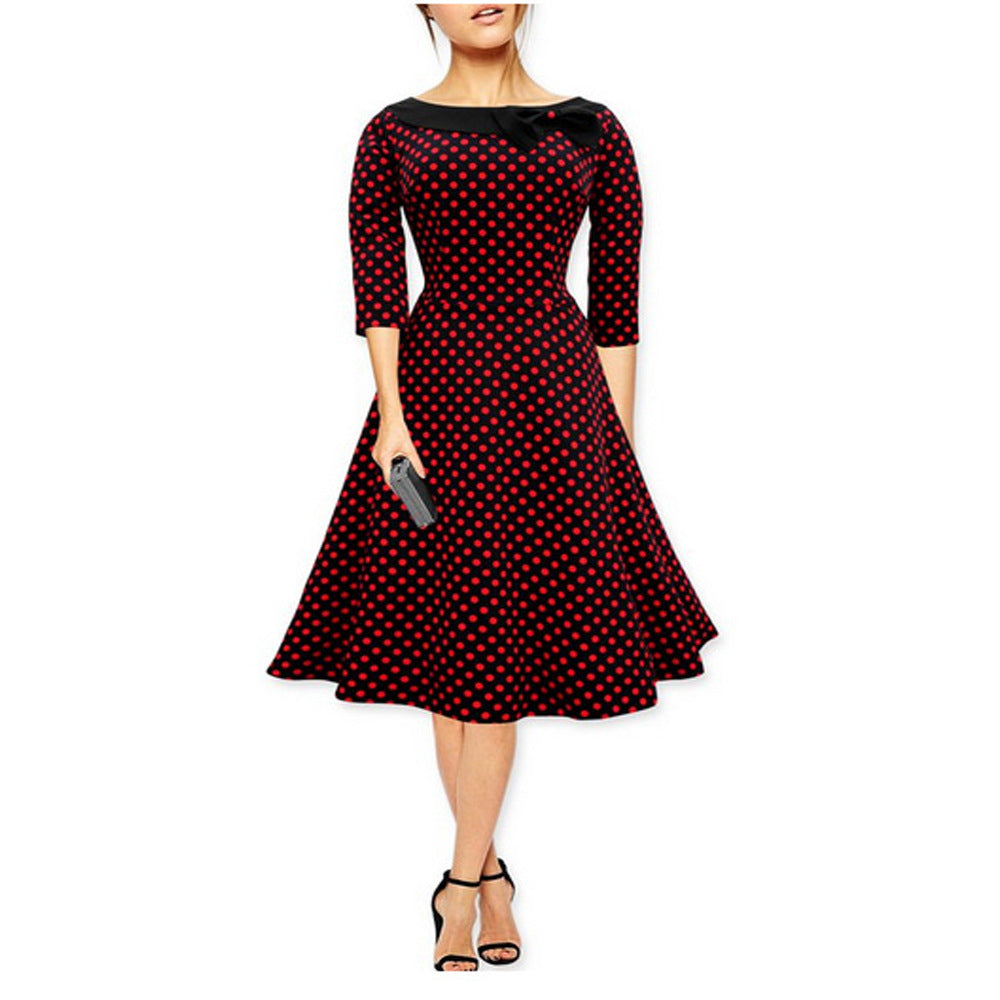 Polka-Dot Bow Fit & Flare Dress