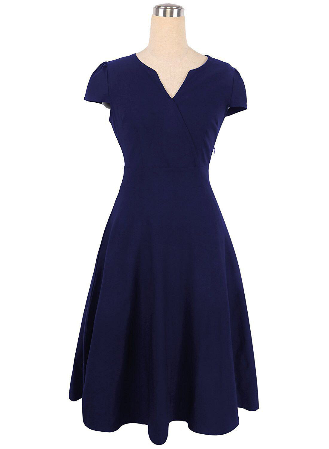 Notch Neck Cap Sleeve Dress