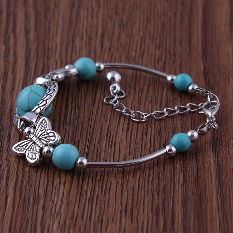 Turquoise Metal Charm Bracelet