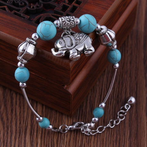 Turquoise Elephant Charm Bracelet