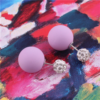 Boucles d'oreilles à double face sphère pastel