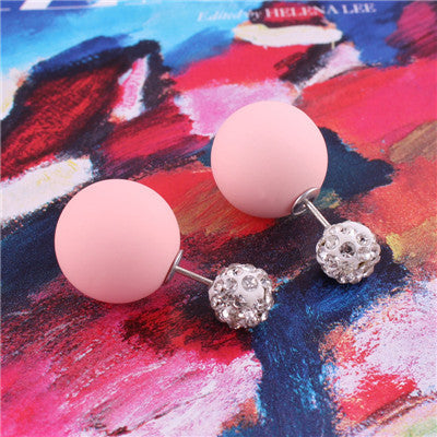 Boucles d'oreilles à double face sphère pastel