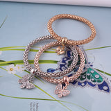 Jeweled Butterfly Charm Bracelet